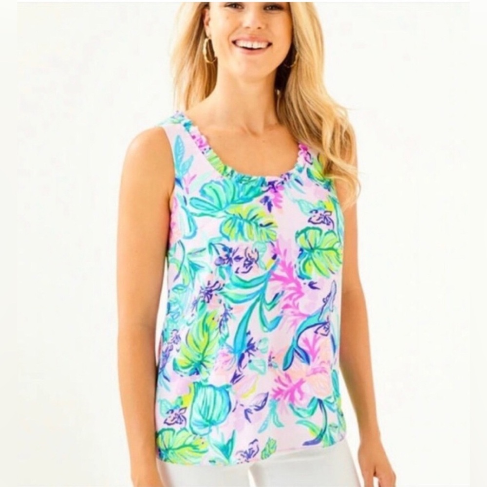 Lilly Pulitzer XS Women’s MERMAID IN THE SHADE CARLENE TOP Tank Layer Shell